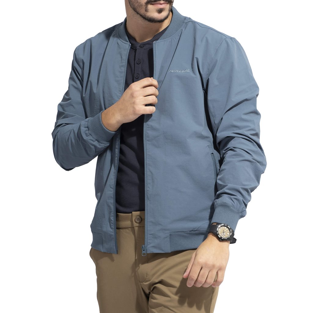 Chaqueta aviador M.A.P1 Charcoal Blue, vista frontal con cierre de cremallera