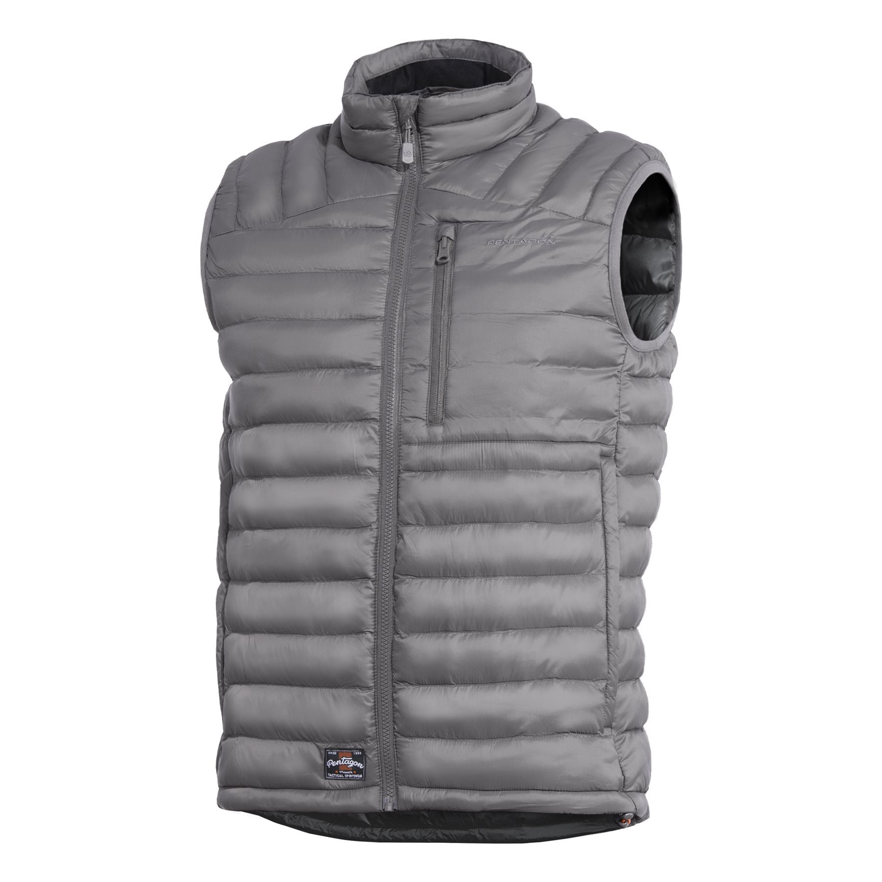 Chaleco acolchado gris HOMER plegable con cinco bolsillos, nylon resistente y forro de poliester