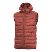 Chaleco AURORA acolchado con capucha en maroon red, ligero y plegable con bolsillos exteriores e interiores