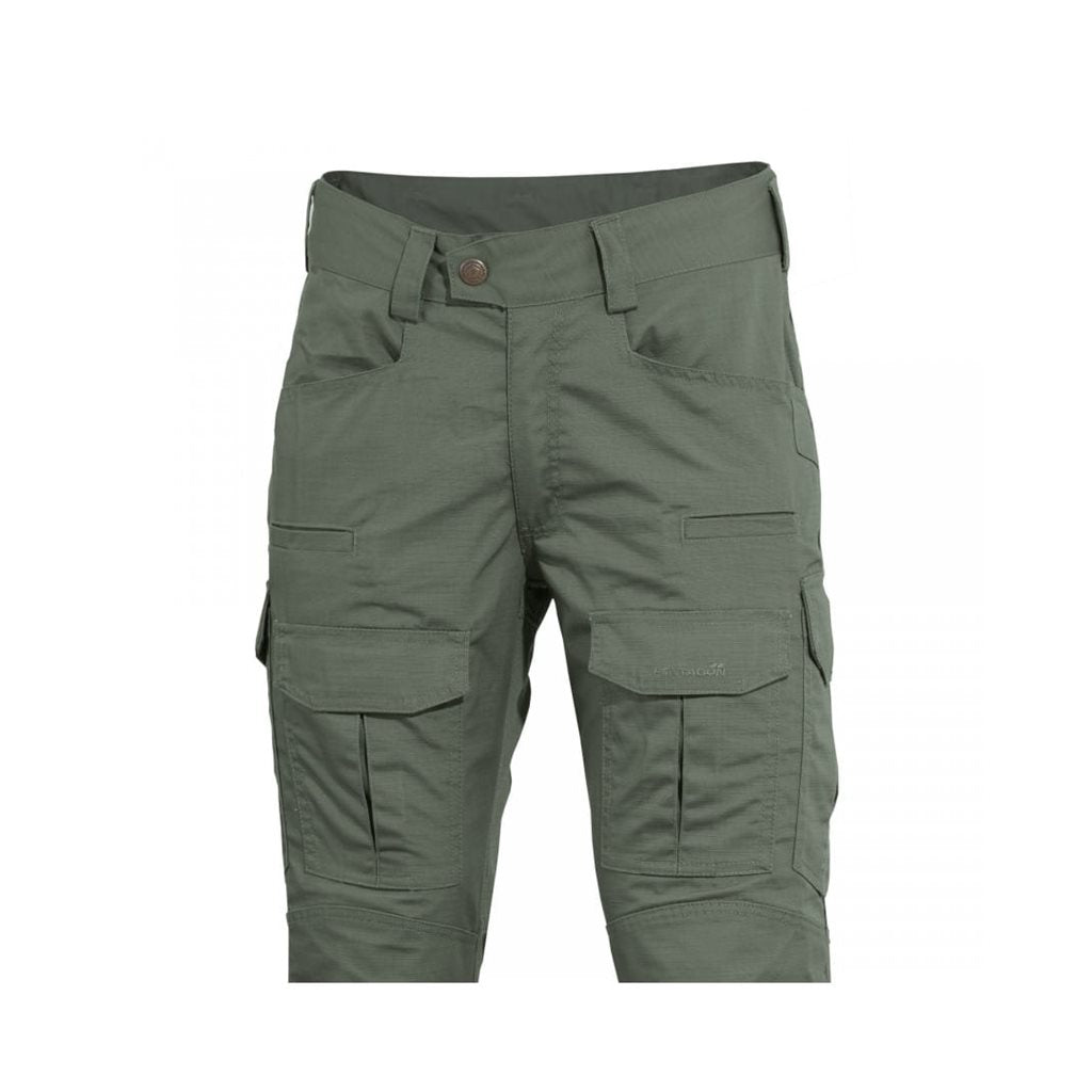 Pantalones tácticos LYCOS CAMO GREEN vista frontal