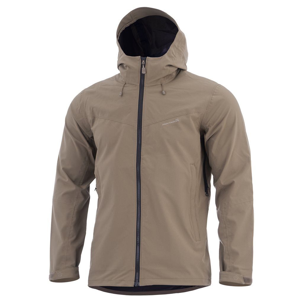 Chaqueta MONLITE SHELL color coyote, impermeable, vista delantera