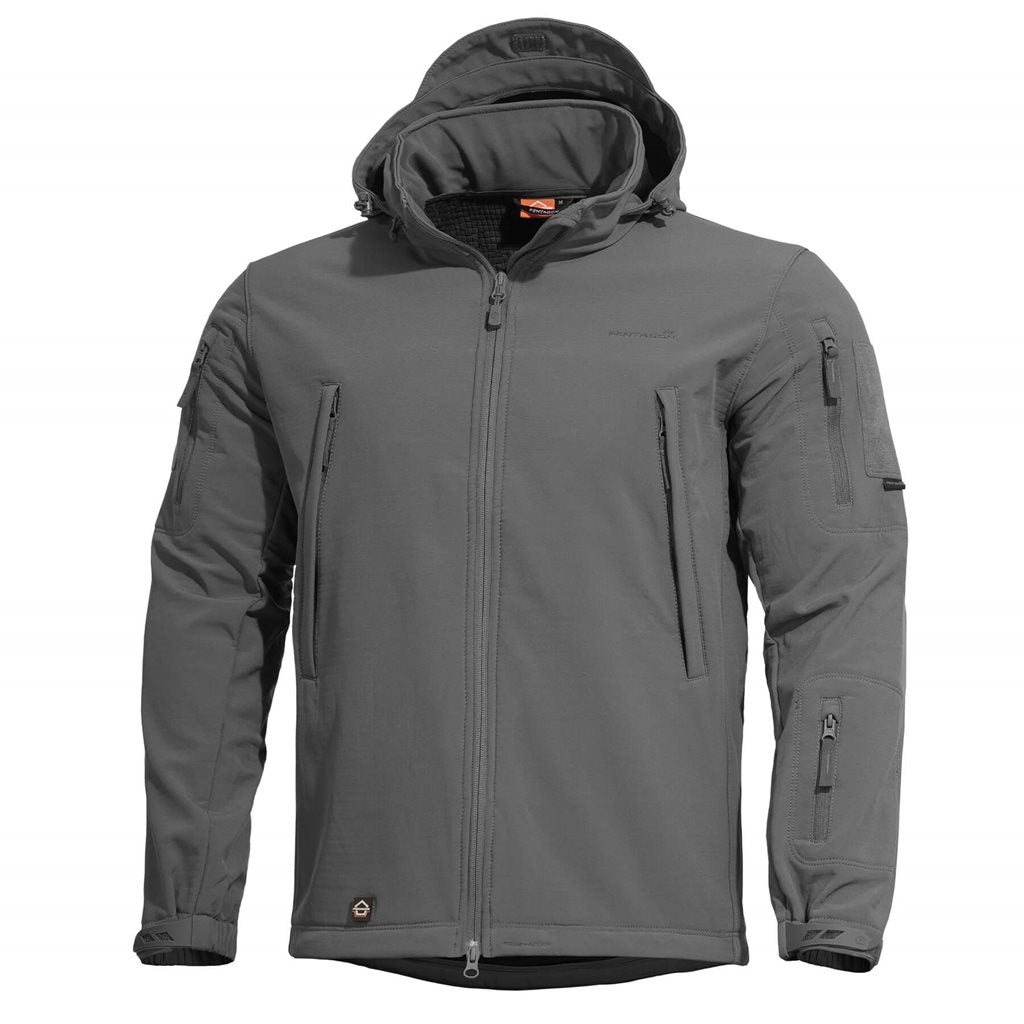 Chaqueta softshell ARTAXES Wolf Grey con capucha y forro polar visible