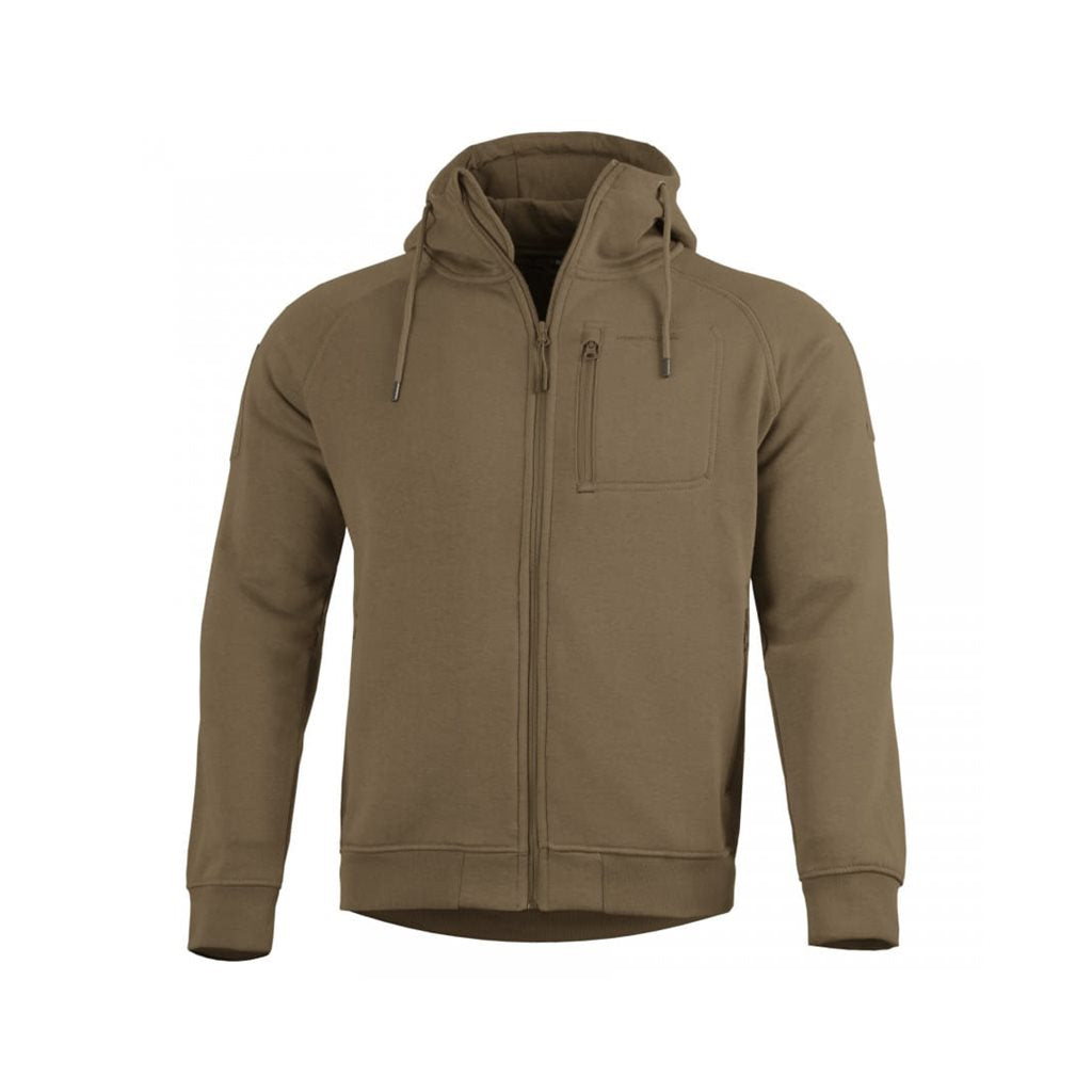 Sudadera LEONIDAS 2.0 COYOTE en fleece con cierre YKK y bolsillos con cremallera
