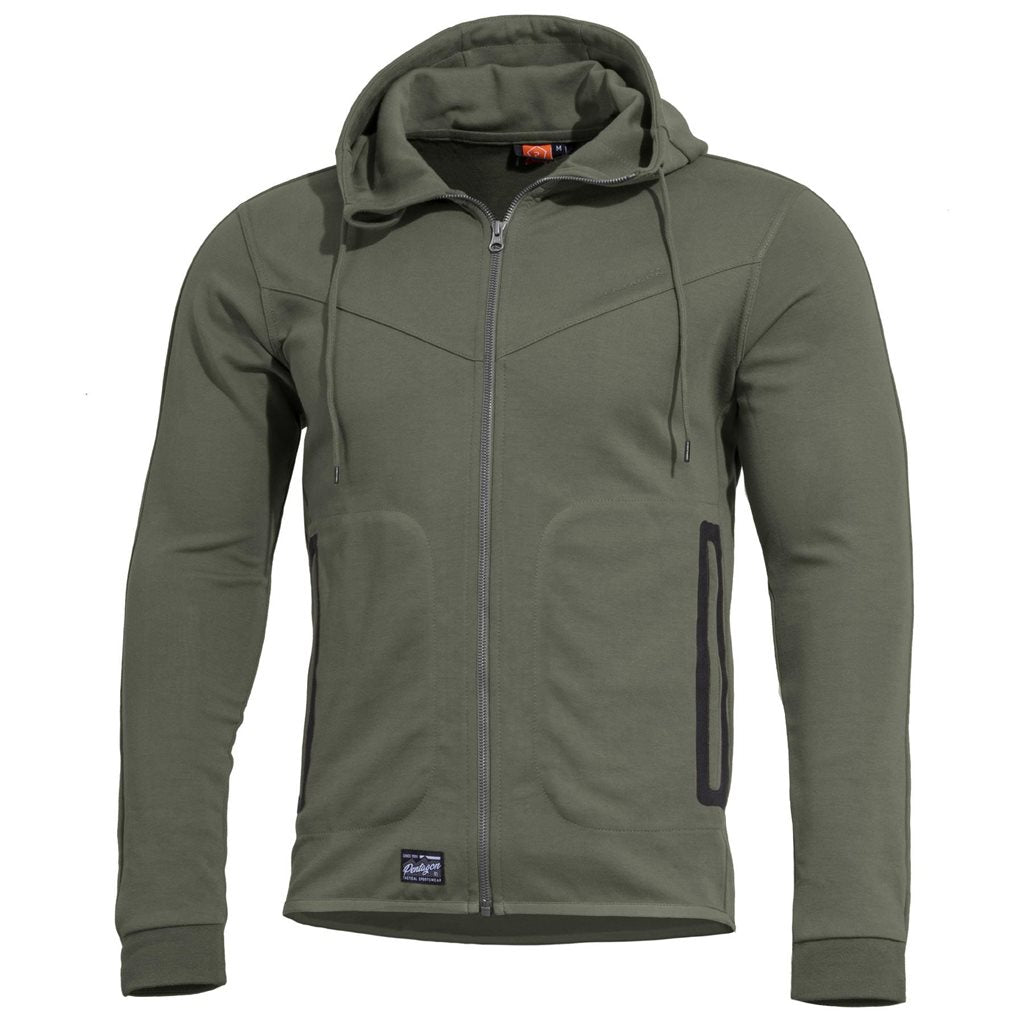 Sudadera PENTATHLON 2.0 con capucha en color verde para uso táctico y deportivo