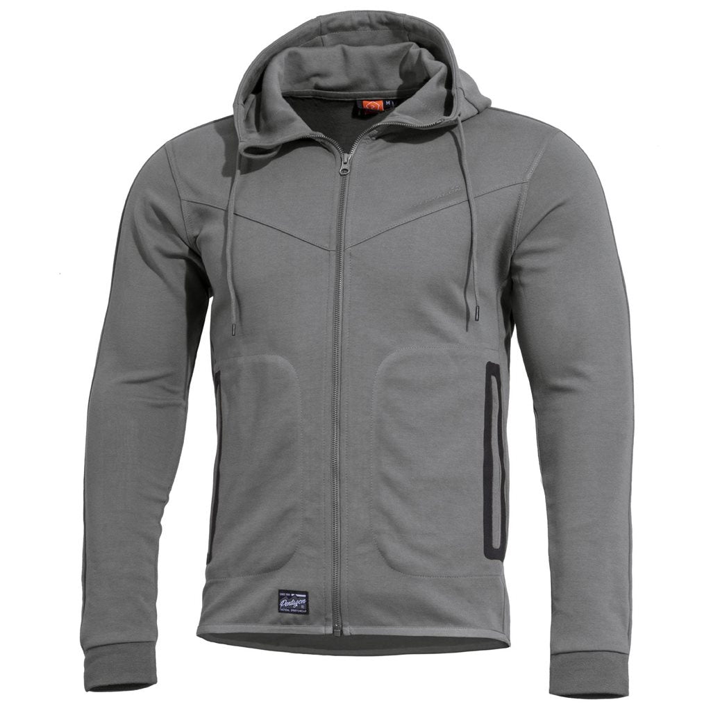 Sudadera PENTATHLON 2.0 gris con capucha, ligera para uso tactico y deportivo
