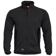 Chaqueta AMOR FLEECE negra con tres bolsillos y refuerzos en codos y hombros
