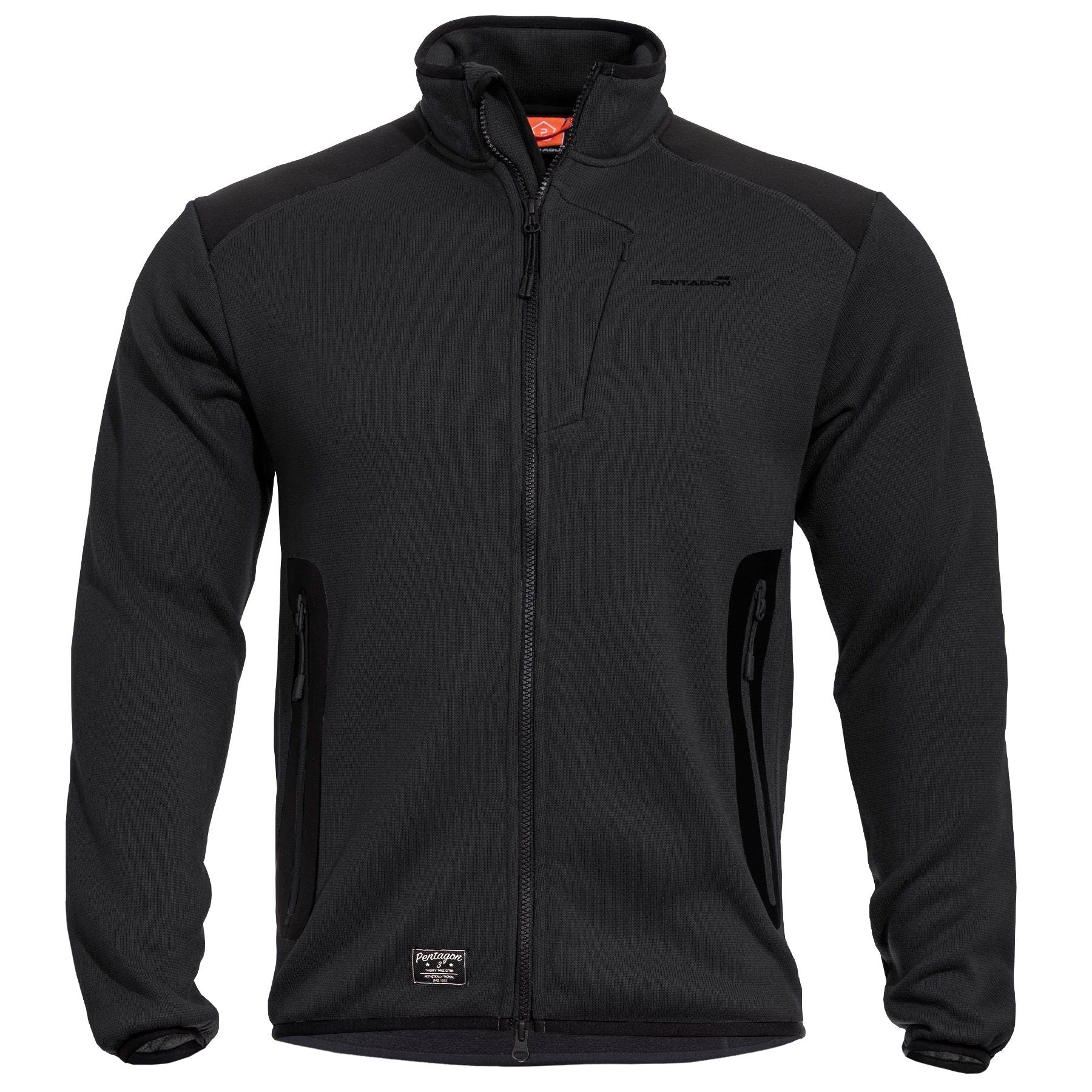Chaqueta AMOR FLEECE negra con tres bolsillos y refuerzos en codos y hombros