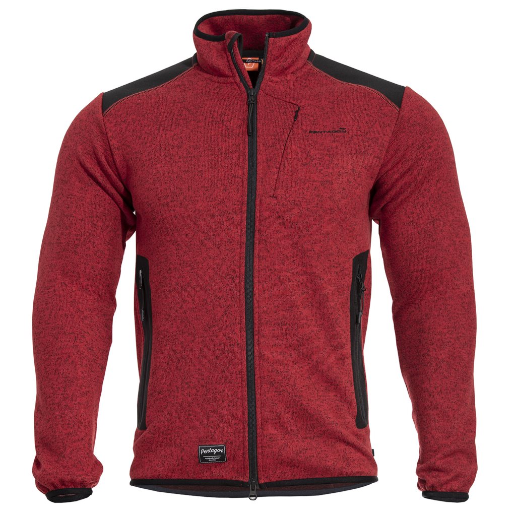 Chaqueta AMOR FLEECE roja, forro polar, 3 bolsillos, refuerzos en codos y hombros