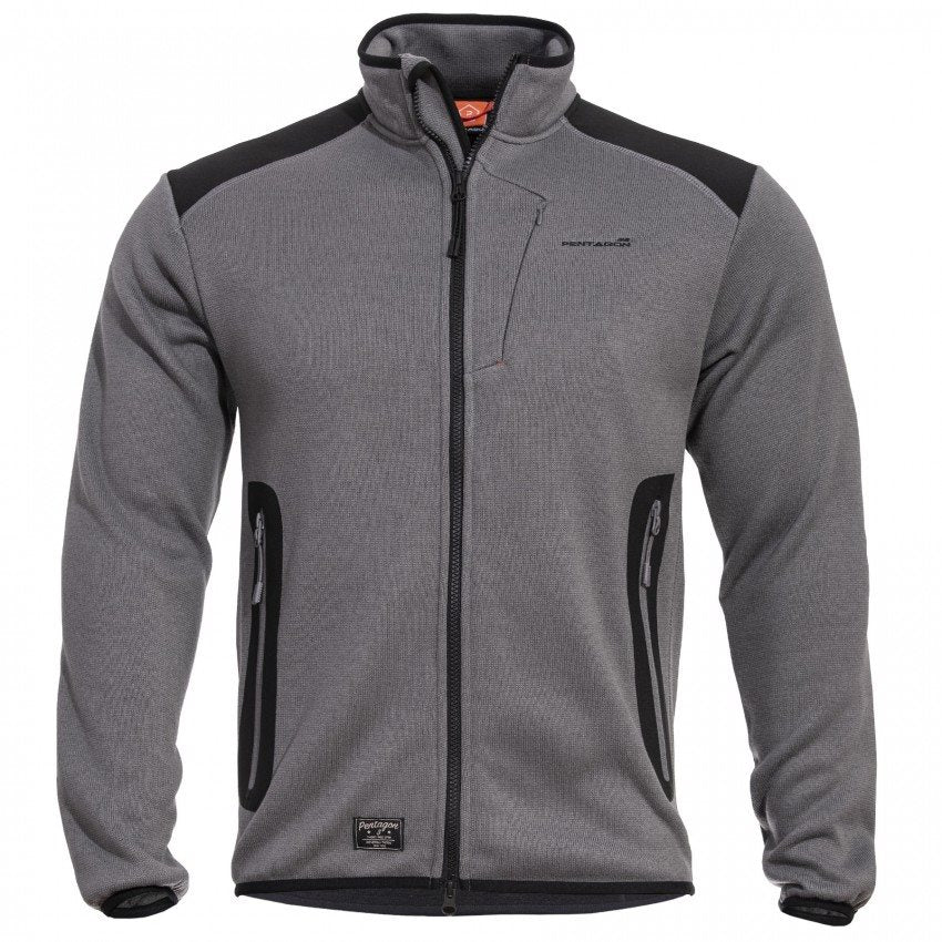 Bunda AMOR FLEECE WOLF GREY, chaqueta fleece gris con tres bolsillos y refuerzos en codos y hombros