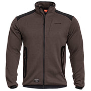 Chaqueta AMOR FLEECE TERRA BROWN, forro polar suave tipo jersey, 3 bolsillos y refuerzos en codos y hombros