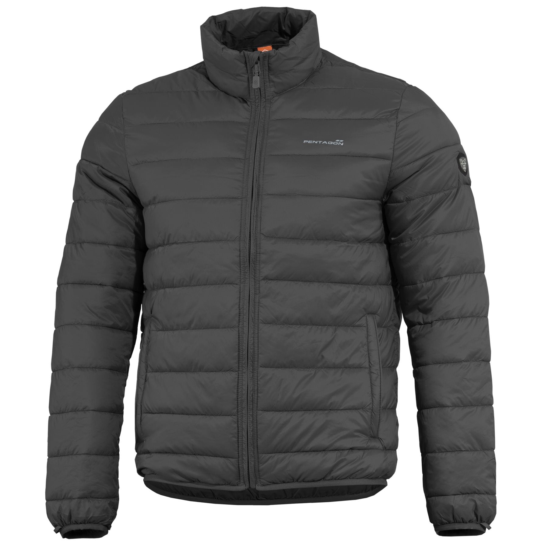 Chaqueta NUCLEUS negra acolchada con cremallera central y cuatro bolsillos