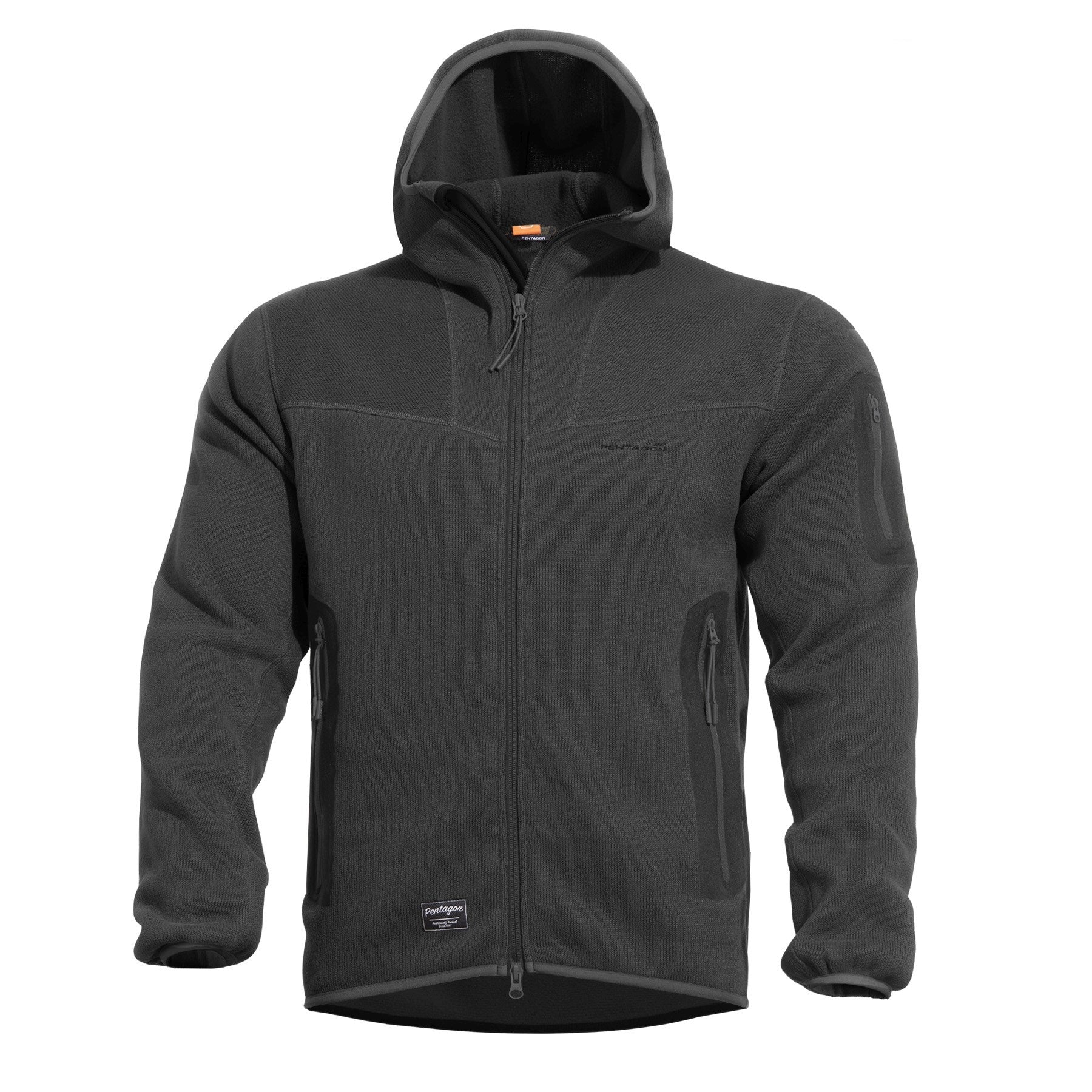 Chaqueta fleece Falcon Pro Polartec® negra con capucha, cremallera y 3 bolsillos
