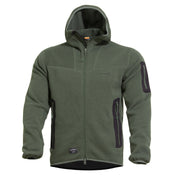 Chaqueta fleece Falcon Pro Polartec verde con capucha y tres bolsillos
