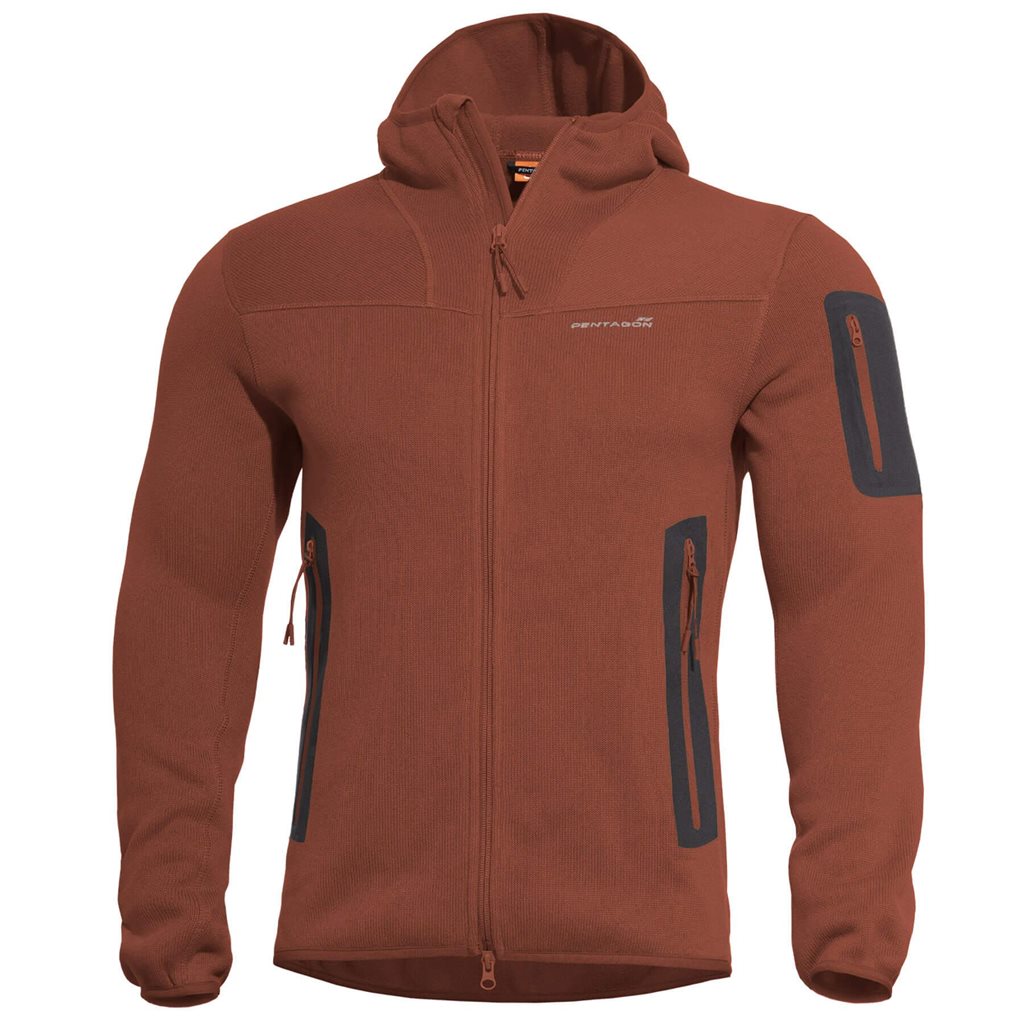 Chaqueta FALCON PRO PENTAGON Maroon Red con capucha y forro Polartec®