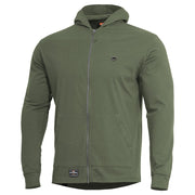 Sudadera verde AGIS con capucha y cremallera YKK