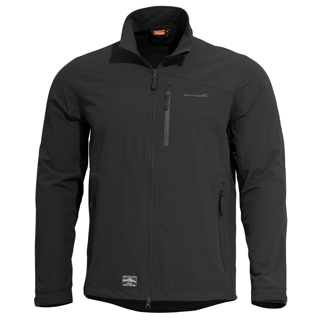 Chaqueta softshell ELITE LIGHT negra con cierre YKK central y tres bolsillos