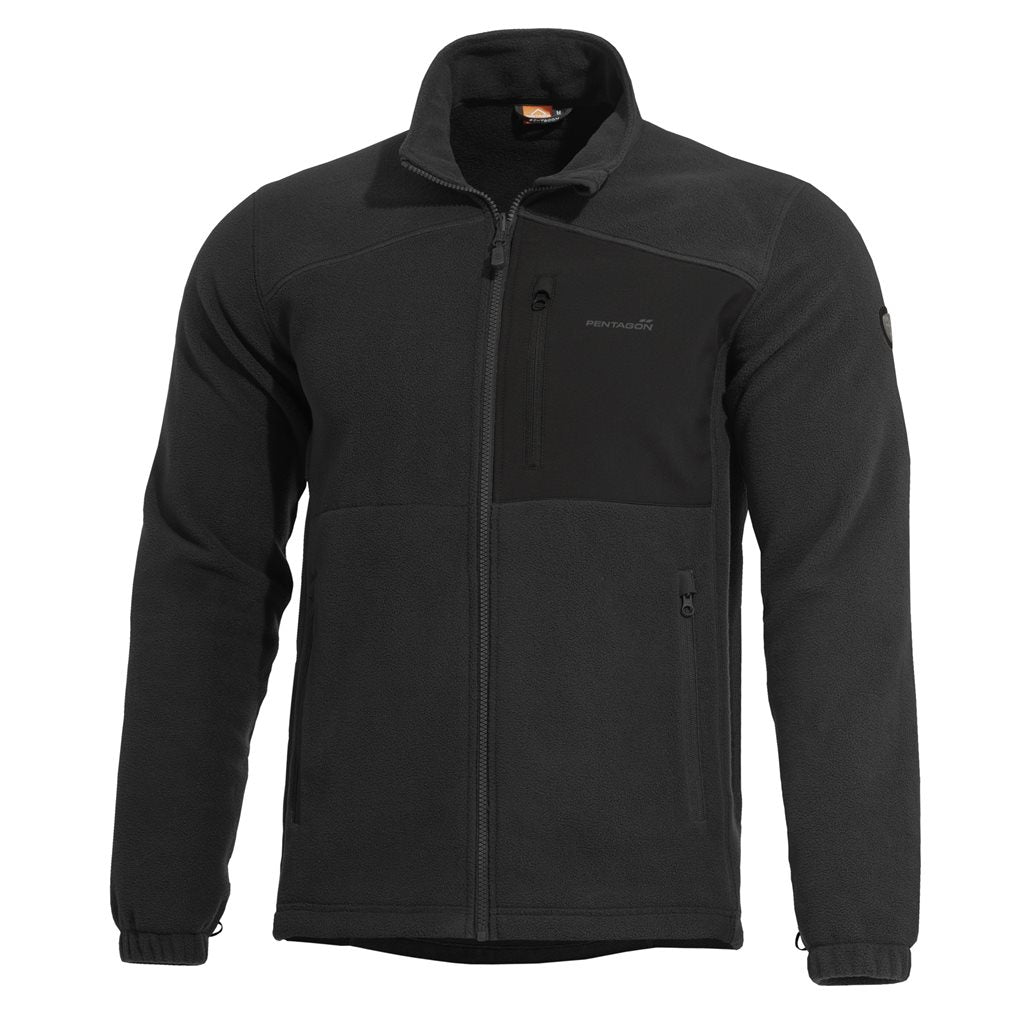 Mikina ATHOS 2.0 fleece PENTAGON TACTICAL negra - sudadera polar con cremallera y dos bolsillos