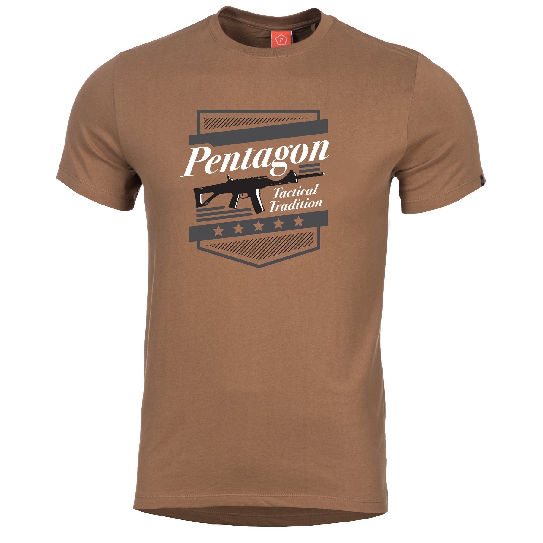Camiseta PENTAGON A.C.R. Tactical Tradition en color COYOTE, vista frontal del motivo