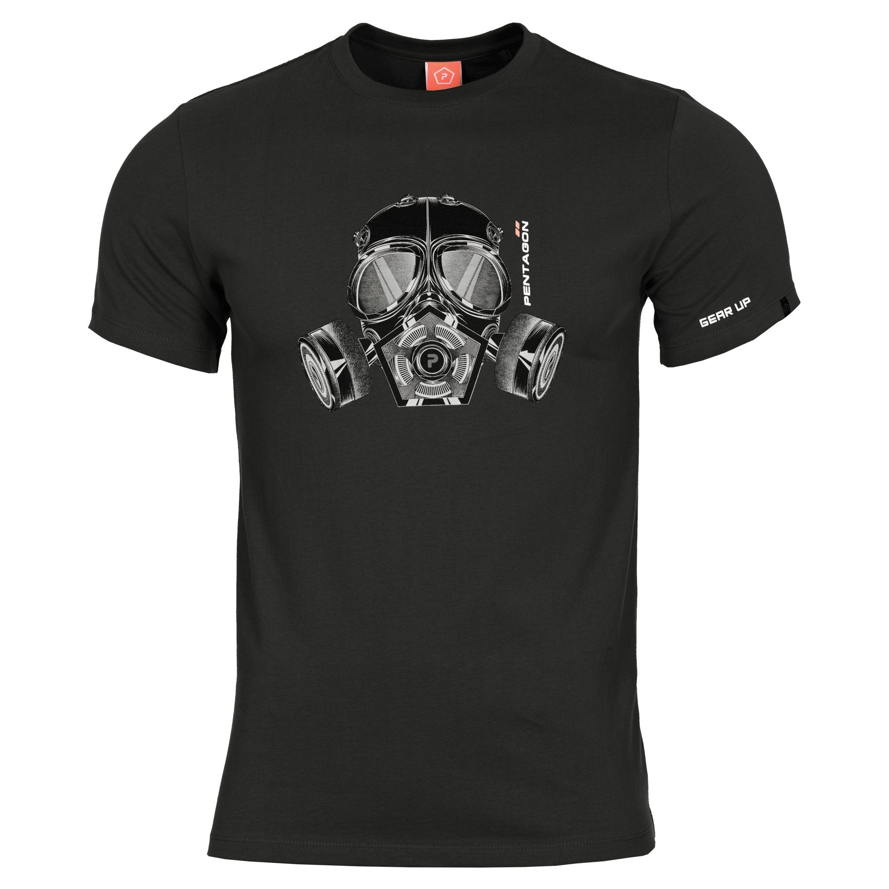 Camiseta negra con motivo de máscara antigás PENTAGON