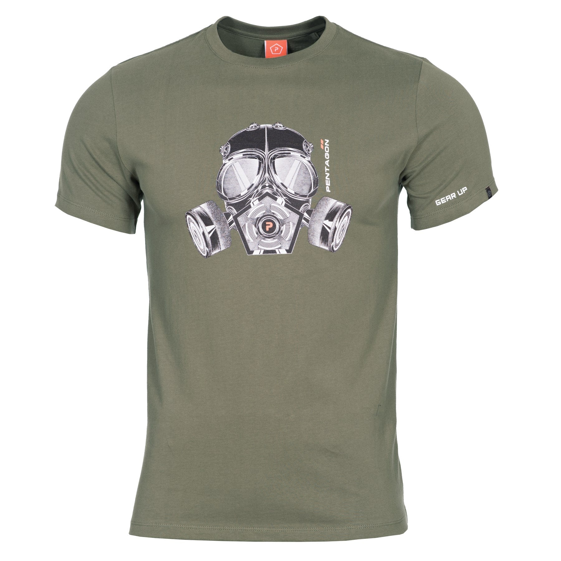 Camiseta verde con motivo de máscara antigás PENTAGON K09012-GM-06