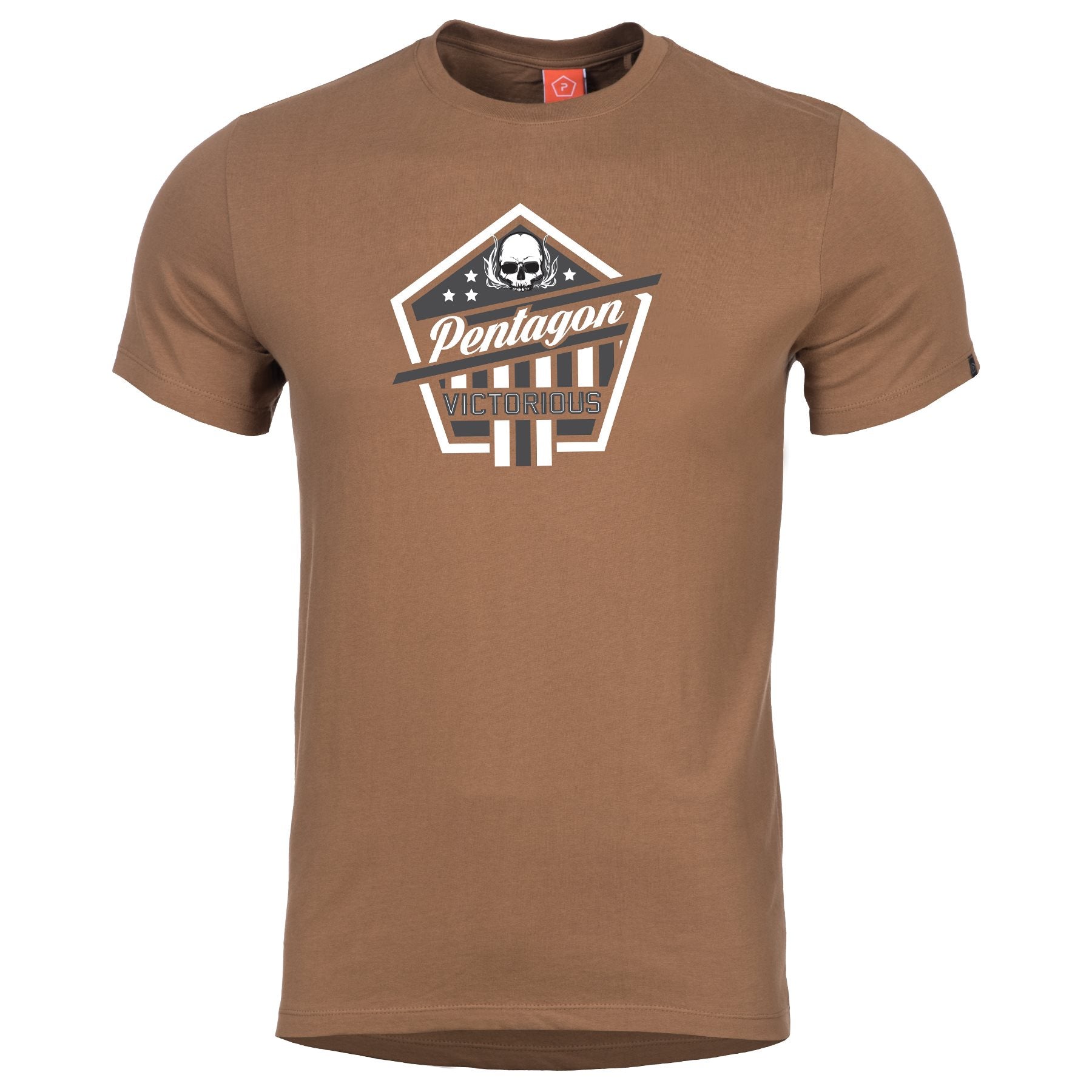 Camiseta VICTORIOUS Pentagon COYOTE, vista frontal con motivo