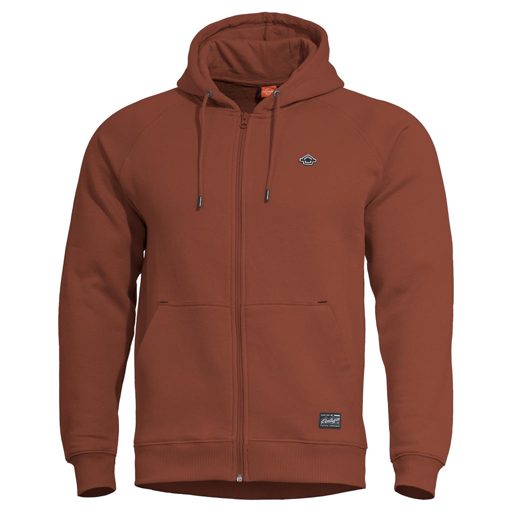 Sudadera PHAETON con cremallera y capucha Maroon Red de PENTAGON TACTICAL, tejido suave y cálido que evita malos olores