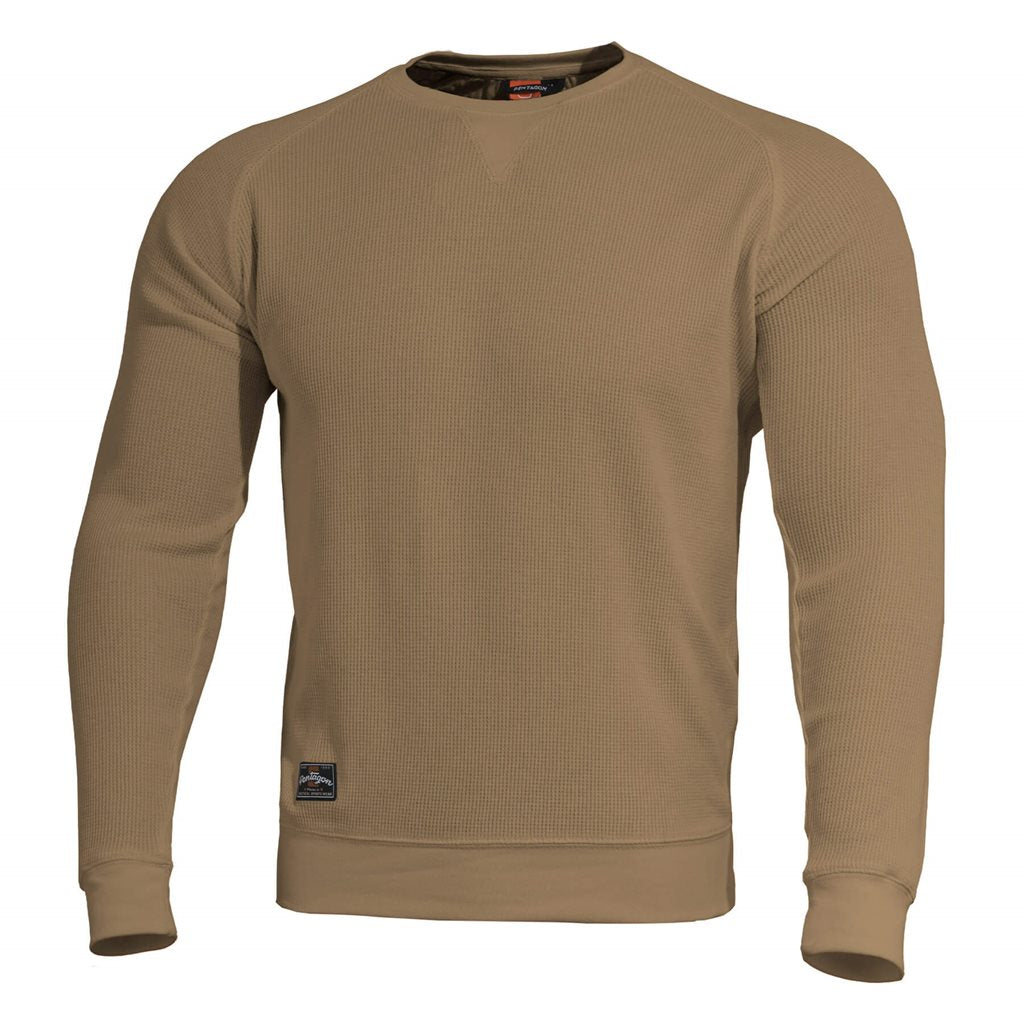 Jersey ELYSIUM color coyote de Pentagon Tactical con corte anatómico y costuras flatlock