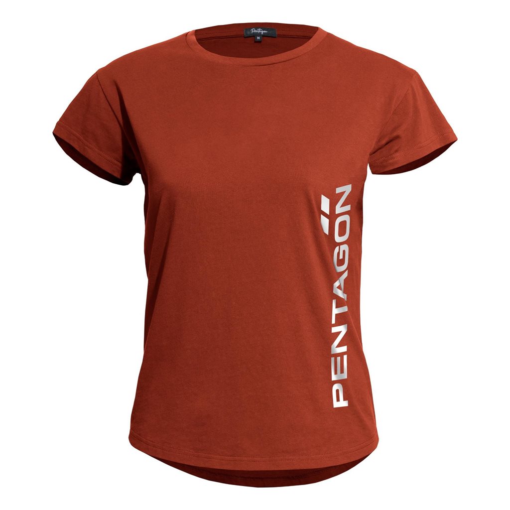 Camiseta mujer WHISPER Vertical roja en algodón ring-spun, resistente y color estable