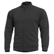 Sudadera negra highneck con cremallera, corte bajo y material mezclado premium
