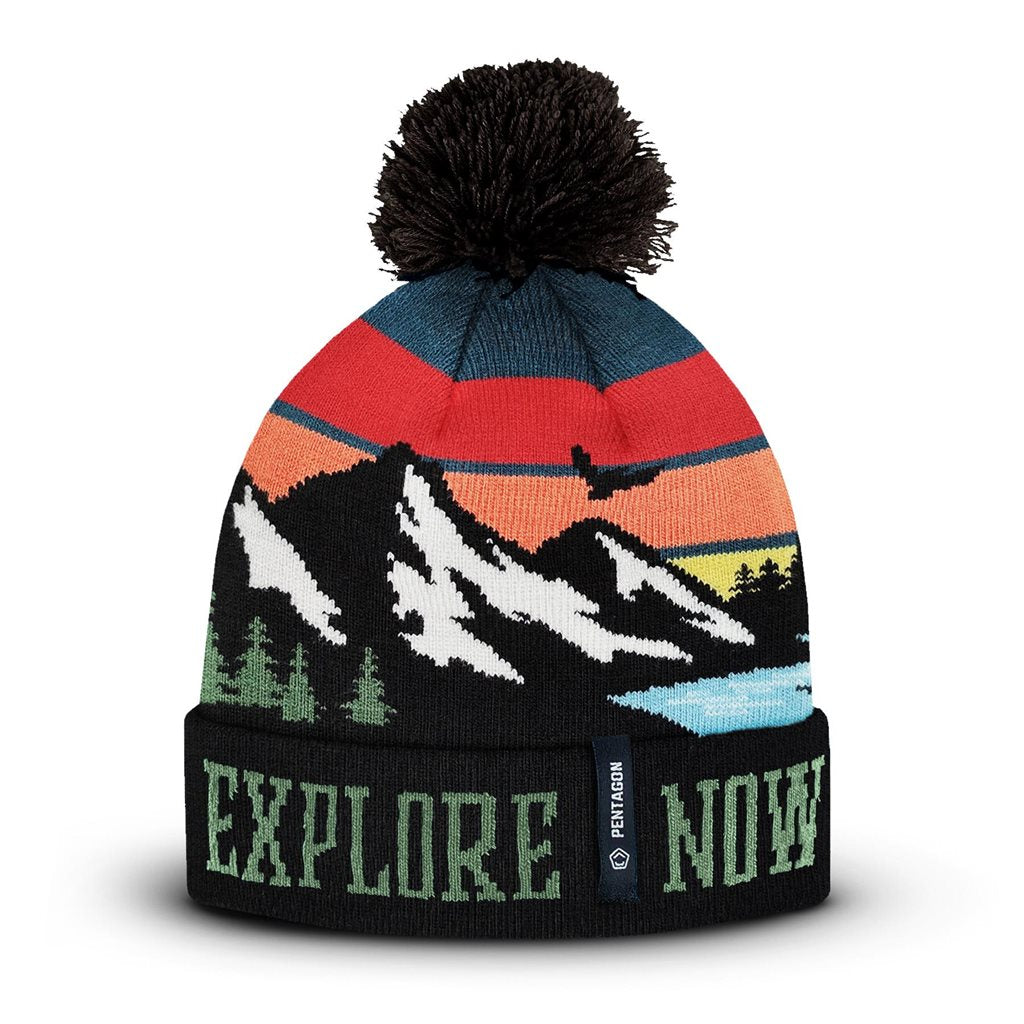 Gorro de punto MOUNTAIN con pompom, diseño atractivo y material cálido