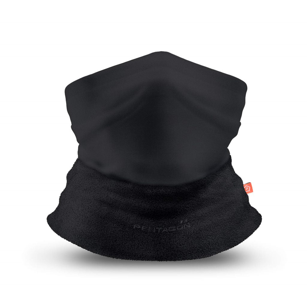 Braga de cuello Dual Fabric negra reversible mostrando microfibra absorbente y forro polar cálido