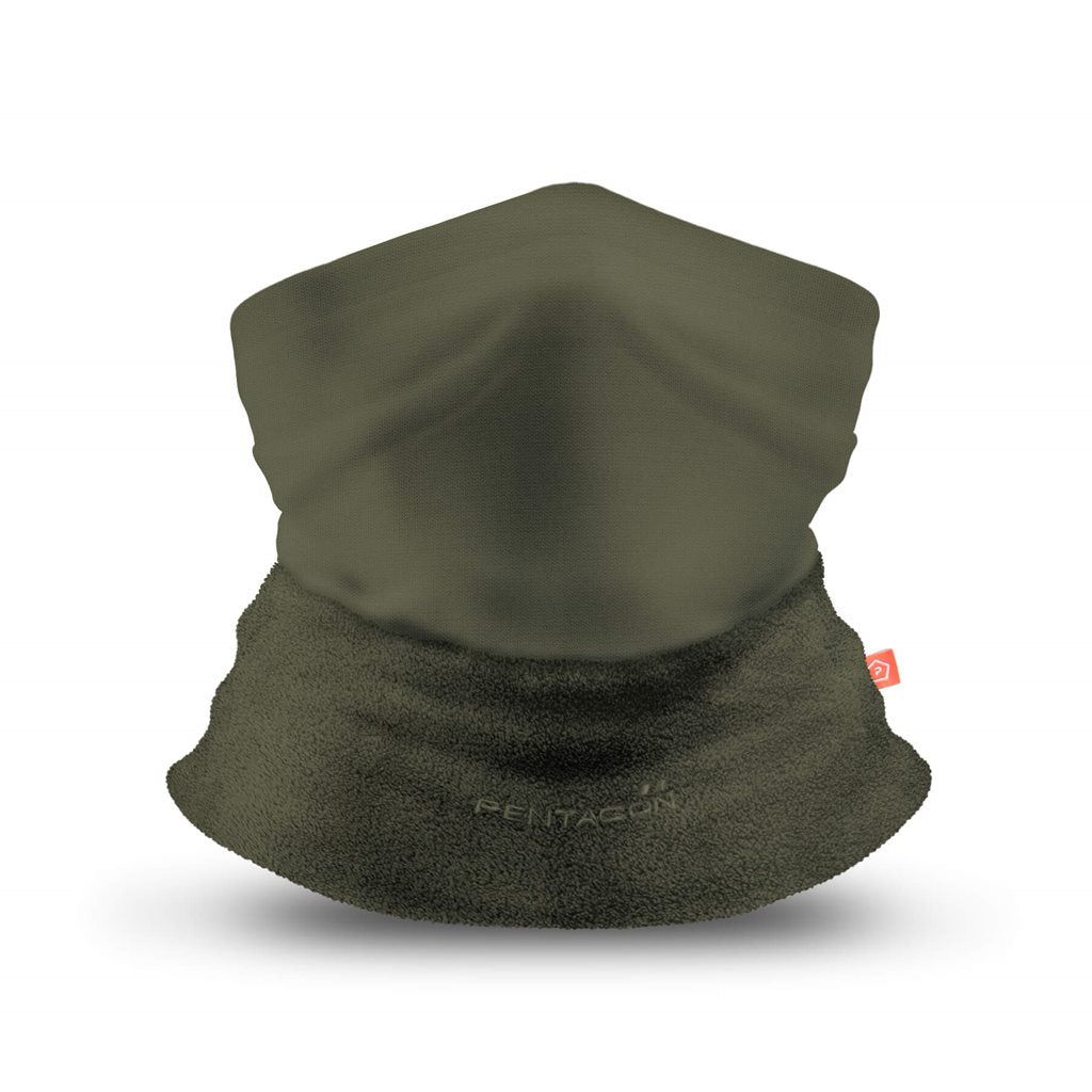 Braga de cuello Dual Fabric negra reversible mostrando microfibra absorbente y forro polar cálido