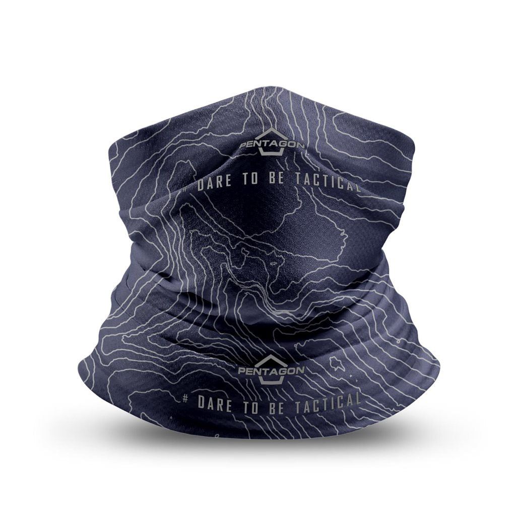 Braga de cuello SKIRON Topographic negra, anatómica, diseño PENTAGON TACTICAL
