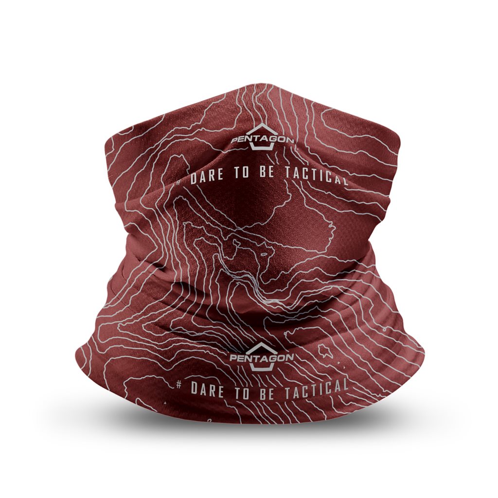 Braga de cuello SKIRON Topographic negra, anatómica, diseño PENTAGON TACTICAL