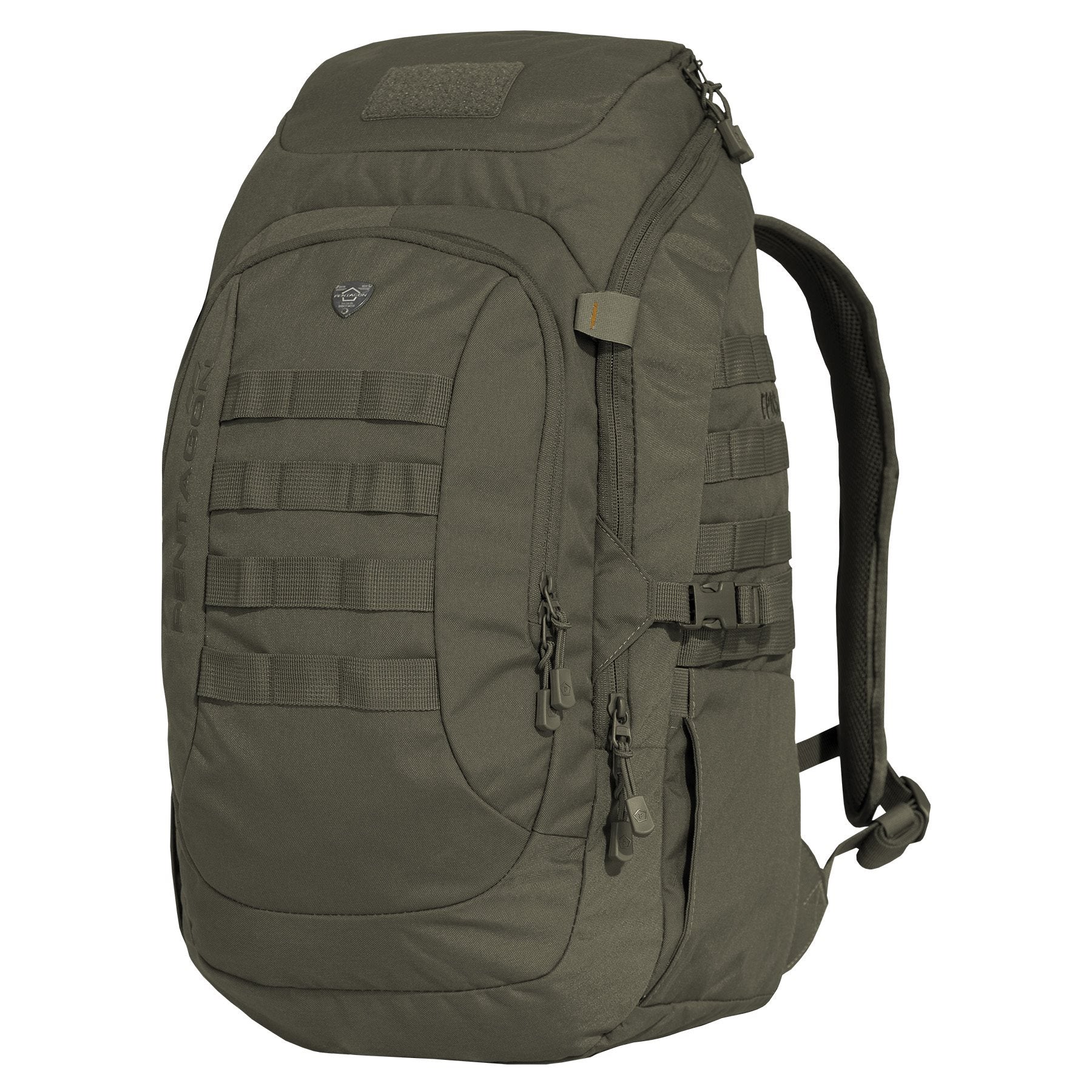 Mochila EPOS 40 L negra de Pentagon Tactical con bolsillo frontal y adaptaciones para bolsa de hidratación