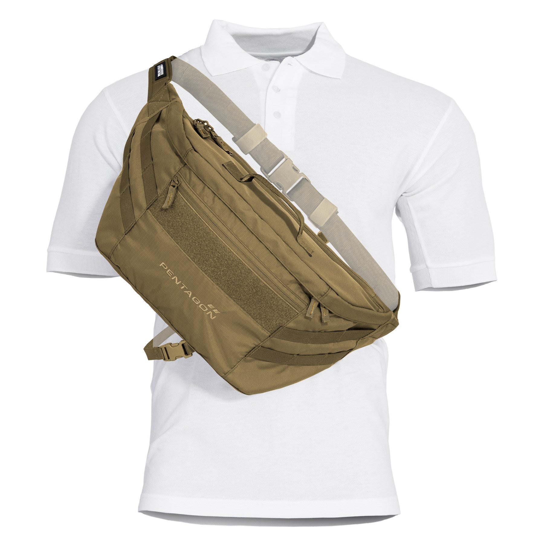Bolsa de hombro TELAMON negra PENTAGON con MOLLE y cuatro bolsillos
