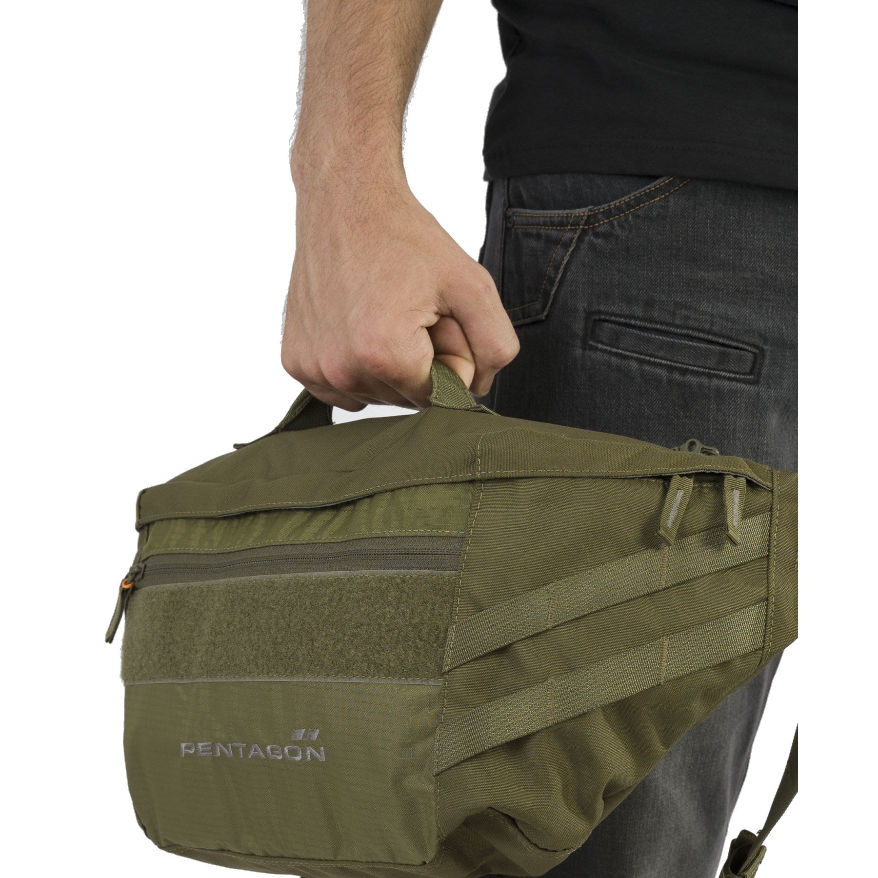 Bolsa de hombro TELAMON negra PENTAGON con MOLLE y cuatro bolsillos