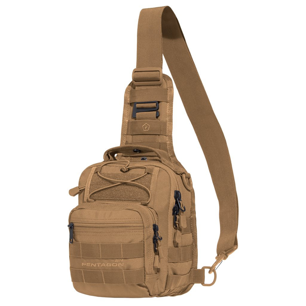 Bolsa pechera táctica UCB 2.0 negra en poliéster 600D con MOLLE/PALS y velcro para parches