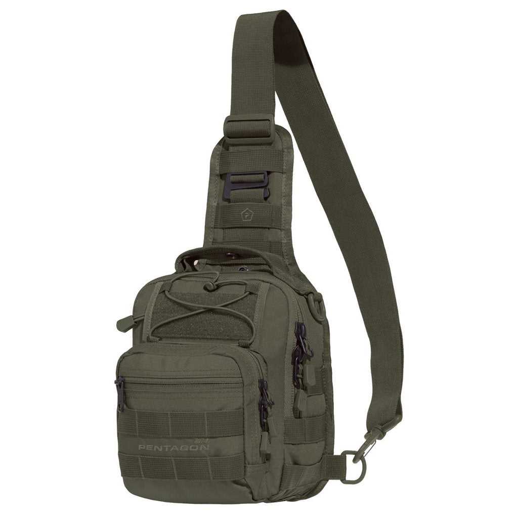 Bolsa pechera táctica UCB 2.0 negra en poliéster 600D con MOLLE/PALS y velcro para parches