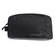 Bolsa de aseo RAW TRAVEL negra en poliéster 600D con cremallera YKK y fondo de silicona