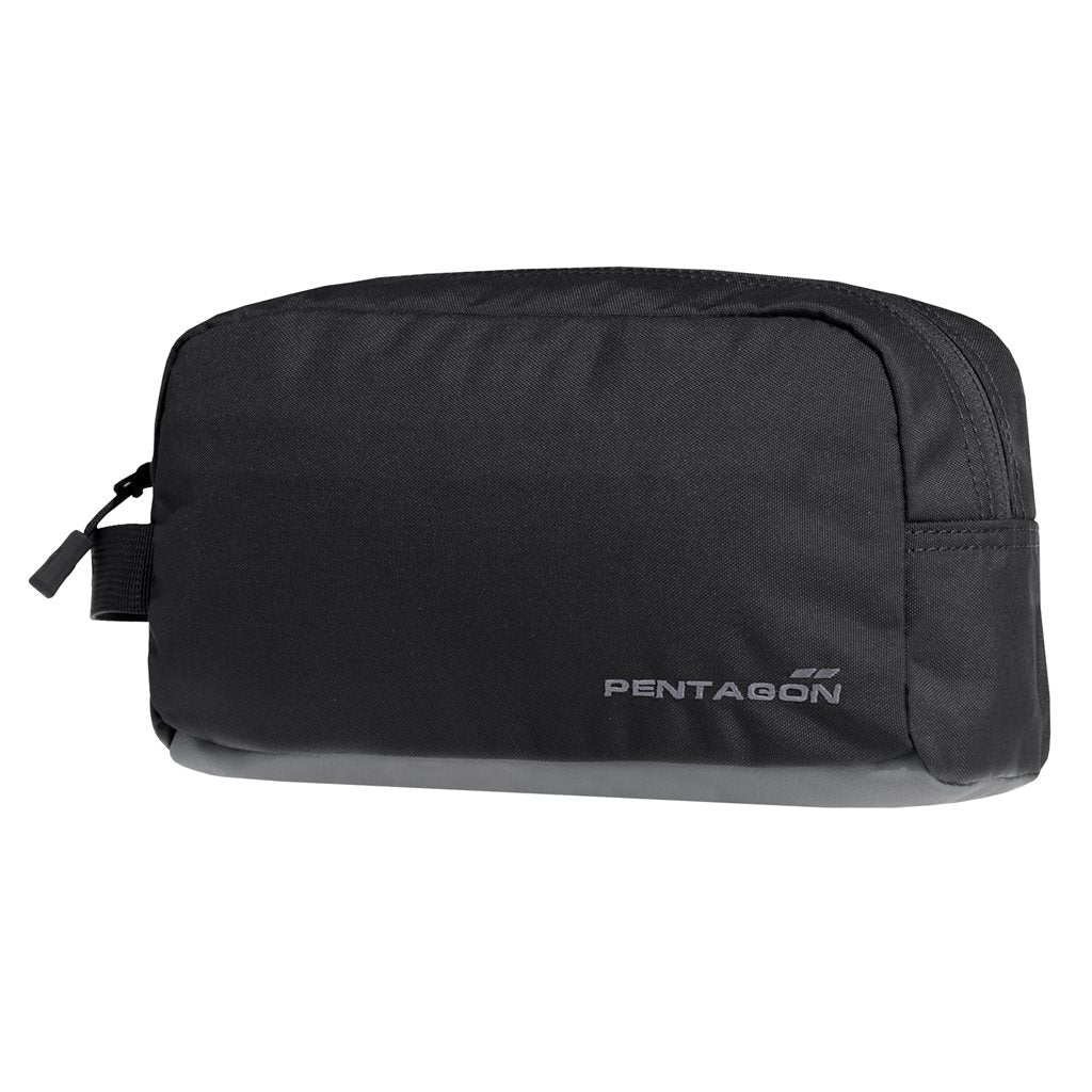 Bolsa de aseo RAW TRAVEL negra en poliéster 600D con cremallera YKK y fondo de silicona