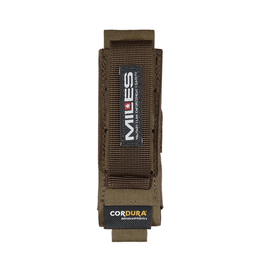 Funda táctica negra para cargador de pistola con solapa desmontable, compatible con MOLLE/PALS