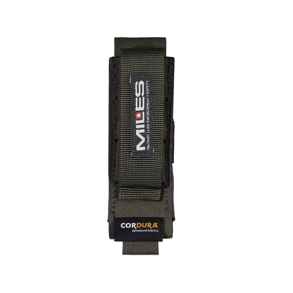 Funda táctica negra para cargador de pistola con solapa desmontable, compatible con MOLLE/PALS