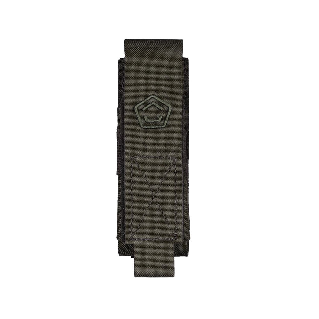Funda táctica negra para cargador de pistola con solapa desmontable, compatible con MOLLE/PALS