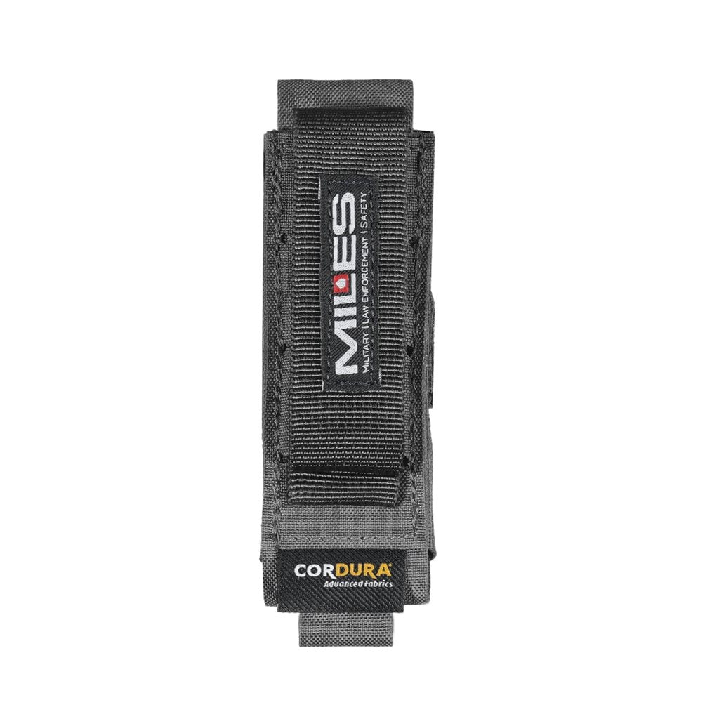 Funda táctica negra para cargador de pistola con solapa desmontable, compatible con MOLLE/PALS