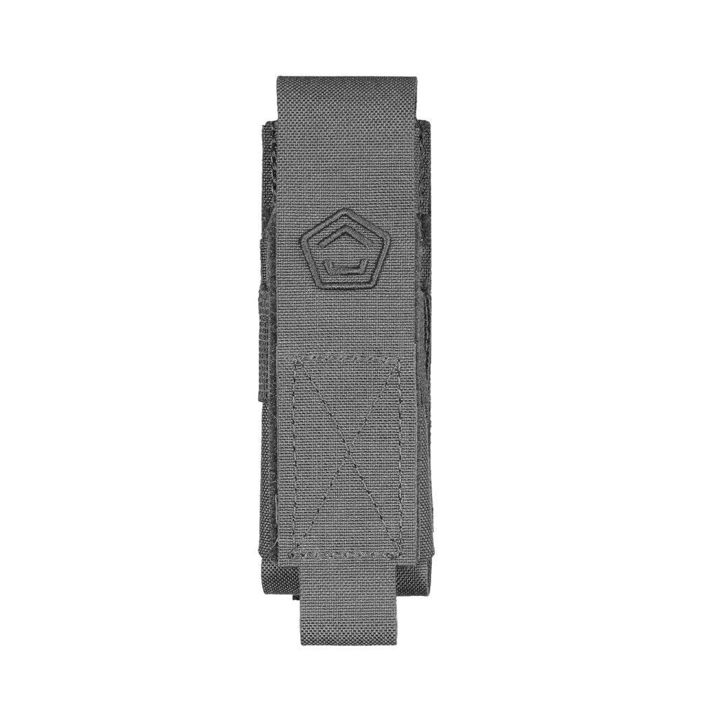 Funda táctica negra para cargador de pistola con solapa desmontable, compatible con MOLLE/PALS
