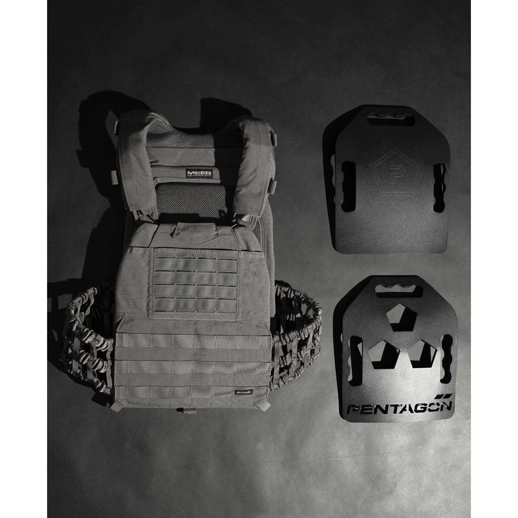 Chaleco portaplacas MILON MK2 negro en Cordura, vista delantera