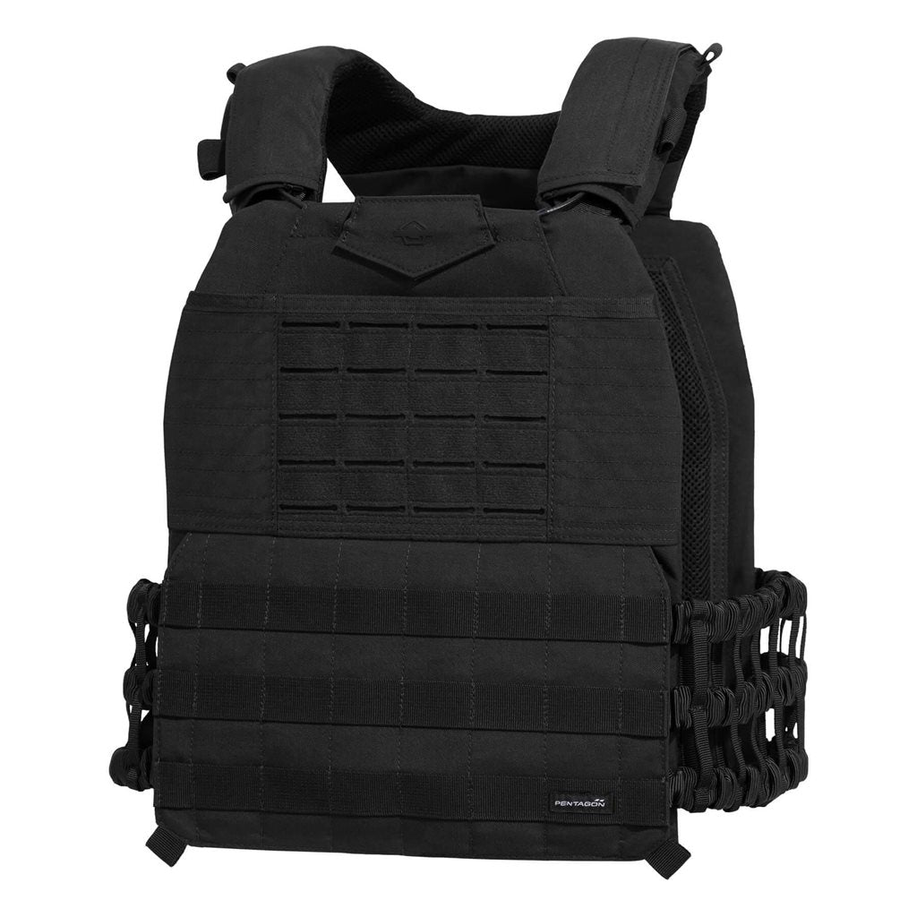 Chaleco portaplacas MILON MK2 negro en Cordura, vista delantera