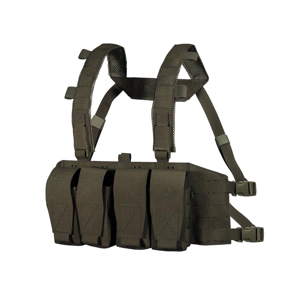 Chaleco AMINA Hybrid Recon Chest Rig negro en nylon Cordura 500D resistente