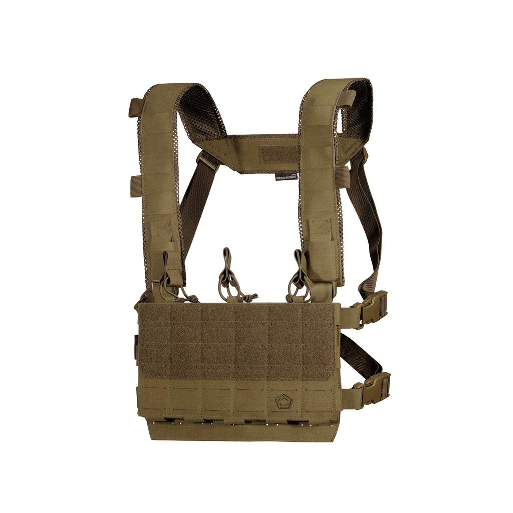 Chaleco AMINA Micro Chest Rig negro en Cordura 500D con anclajes MOLLE